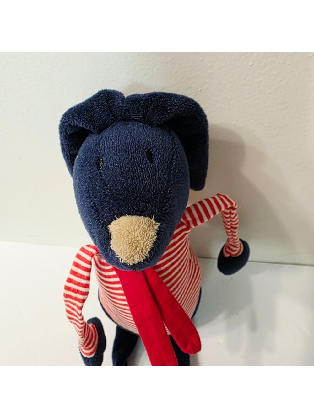 Bout'chour Boutchou Navy Blue Red Stripped Bunny Rabbit Plush Soft Toy Monoprix